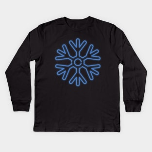 Neon Snowflake Blue Kids Long Sleeve T-Shirt